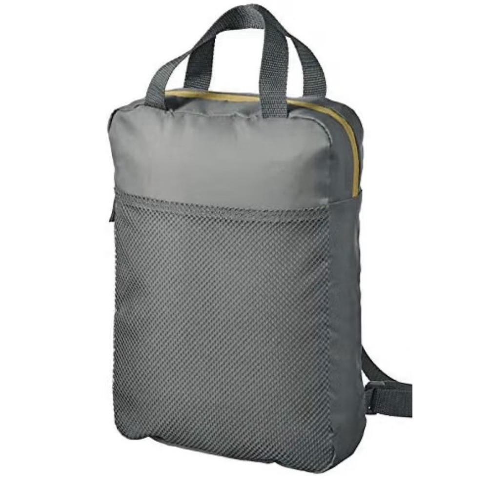 NWT Ikea TSSP Backpack Gray (2 Gallon) Lightweight School Unisex Yellow Zipper